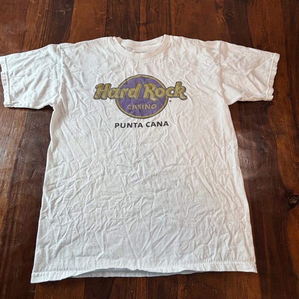 Hard Rock Casino Punta Cana White Graphic T-Shirt Mens Medium Vintage Cotton